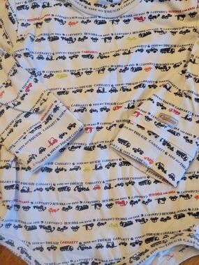 Carhartt Cream Kids Pajama Top with Multi-Vehicle Print